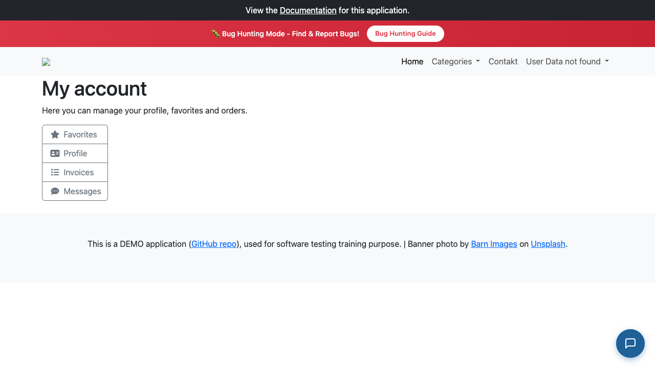 with-bugs 版登入後，導覽列顯示 User Data not found
